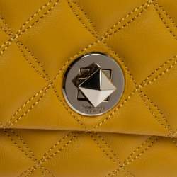 Pre Owned حقيبة كروس كيت سبيد قلاب قفل دوار جلد مبطن أصفر 