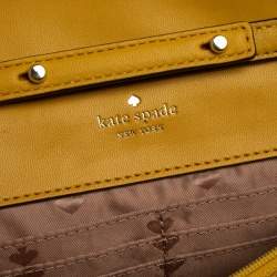 Pre Owned حقيبة كروس كيت سبيد قلاب قفل دوار جلد مبطن أصفر 