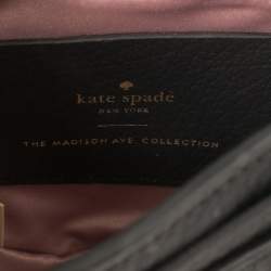 Pre Owned Kate Spade Black Floral Applique Leather Madison Layden Top Handle Bag