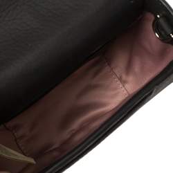 Pre Owned Kate Spade Black Floral Applique Leather Madison Layden Top Handle Bag