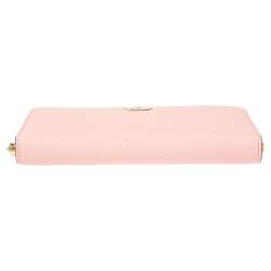 Pre Owned Kate Spade Baby Pink Leather Lacey Zip Around Wallet