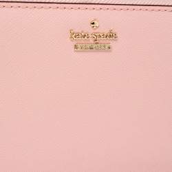Pre Owned Kate Spade Baby Pink Leather Lacey Zip Around Wallet