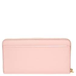 Pre Owned Kate Spade Baby Pink Leather Lacey Zip Around Wallet