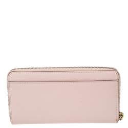 Pre Owned محفظة كونتينينتال كيت سبيد جلد وردي فاتح سحاب ملتف 