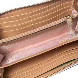 Pre Owned محفظة كونتينينتال كيت سبيد جلد وردي فاتح سحاب ملتف 