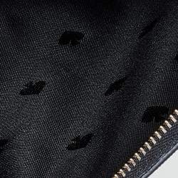 Pre Owned Kate Spade Black Shimmer Glitter And Saffiano Leather Top Zip Tote