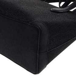 Pre Owned Kate Spade Black Shimmer Glitter And Saffiano Leather Top Zip Tote