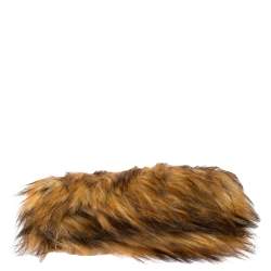 Pre Owned حقيبة كلتش كيت سبيد جلد وفرو صناعي أسود/بني 