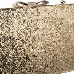 Pre Owned حقيبة كلتش كيت سبيد سلسلة إطار فيونكة غليتر ذهبي