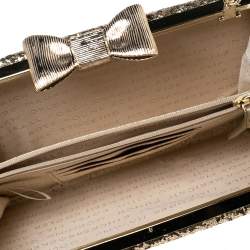 Pre Owned حقيبة كلتش كيت سبيد سلسلة إطار فيونكة غليتر ذهبي