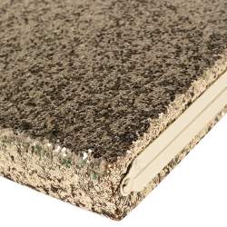 Pre Owned حقيبة كلتش كيت سبيد سلسلة إطار فيونكة غليتر ذهبي