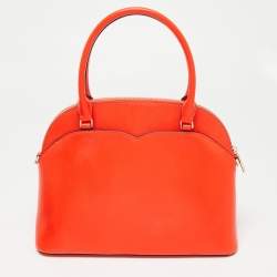 Pre Owned Kate Spade Orange Leather Medium Dome Satchel