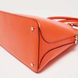 Pre Owned Kate Spade Orange Leather Medium Dome Satchel