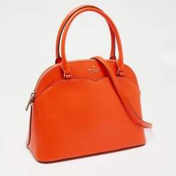 Pre Owned Kate Spade Orange Leather Medium Dome Satchel