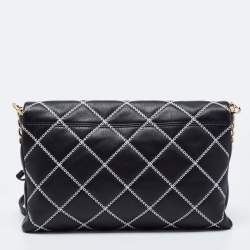 Pre Owned Kate Spade Black Quilted Leather Emerson Place Marsala Convertible Crossbody