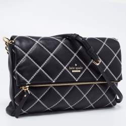 Pre Owned Kate Spade Black Quilted Leather Emerson Place Marsala Convertible Crossbody