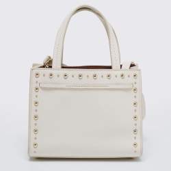 Pre Owned Kate Spade White Leather Holden Street Lanie Studded Tassel Tote