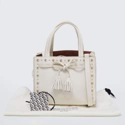 Pre Owned Kate Spade White Leather Holden Street Lanie Studded Tassel Tote
