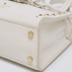 Pre Owned Kate Spade White Leather Holden Street Lanie Studded Tassel Tote
