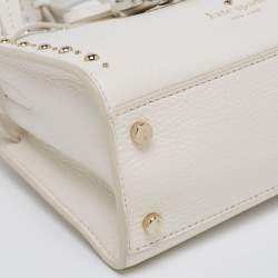 Pre Owned Kate Spade White Leather Holden Street Lanie Studded Tassel Tote