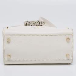 Pre Owned Kate Spade White Leather Holden Street Lanie Studded Tassel Tote