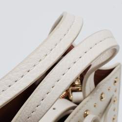 Pre Owned Kate Spade White Leather Holden Street Lanie Studded Tassel Tote