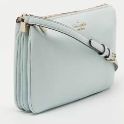Pre Owned Kate Spade Light Blue Leila Triple Gusset Crossbody Bag