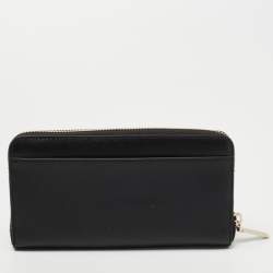 Pre Owned Kate Spade Black Leather Spencer Zip Around Wallet