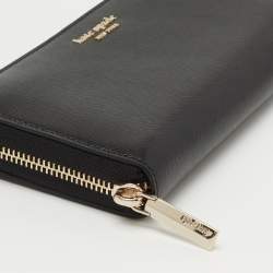 Pre Owned Kate Spade Black Leather Spencer Zip Around Wallet