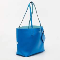 Pre Owned Kate Spade Blue Leather Ava Reversible Tote