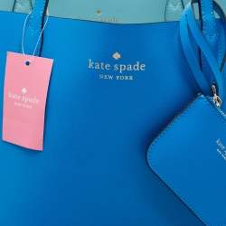 Pre Owned Kate Spade Blue Leather Ava Reversible Tote
