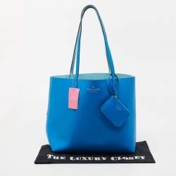 Pre Owned Kate Spade Blue Leather Ava Reversible Tote