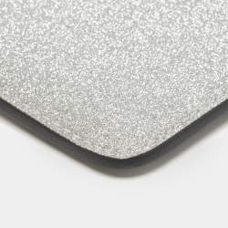 Pre Owned Kate Spade Metallic Silver Glitter Fabric Card Case