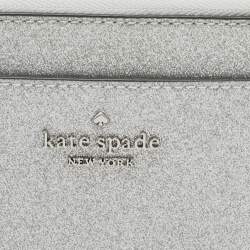 Pre Owned Kate Spade Metallic Silver Glitter Fabric Card Case