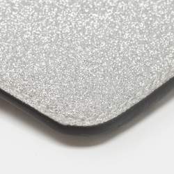Pre Owned Kate Spade Metallic Silver Glitter Fabric Card Case