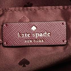 Pre Owned Kate Spade Burgundy Floral Print Leather Tinsel Satchel