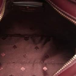 Pre Owned Kate Spade Burgundy Floral Print Leather Tinsel Satchel