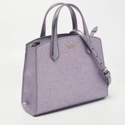 Pre Owned Kate Spade Lilac Glitter Fabric and Leather Tinsel Satchel