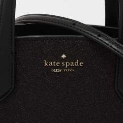 Kate Spade Black Glitter Fabric and Leather Tinsel Satchel