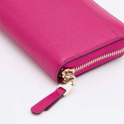Pre Owned Kate Spade Pink Leather Zip Around Wallet
