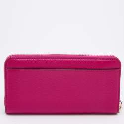 Pre Owned Kate Spade Pink Leather Zip Around Wallet