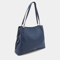 Pre Owned Kate Spade Navy Blue Leather Jackson Triple Compartment Satchel