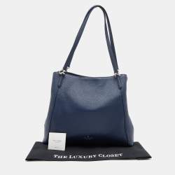 Pre Owned Kate Spade Navy Blue Leather Jackson Triple Compartment Satchel