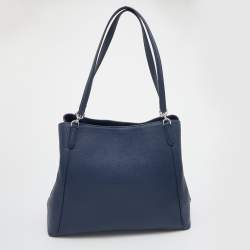 Pre Owned Kate Spade Navy Blue Leather Jackson Triple Compartment Satchel