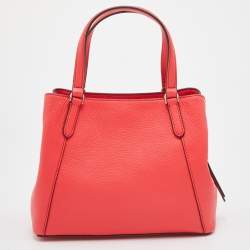 Pre Owned Kate Spade Coral Red Leather Jackson Medium Triple Compartment Satchel