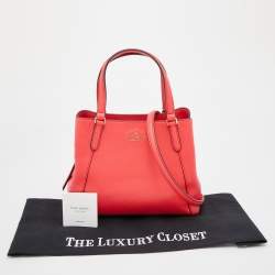 Pre Owned Kate Spade Coral Red Leather Jackson Medium Triple Compartment Satchel