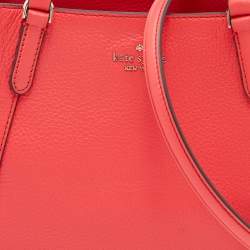 Pre Owned Kate Spade Coral Red Leather Jackson Medium Triple Compartment Satchel