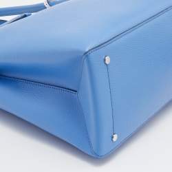 Pre Owned Kate Spade Blue/White Leather Eva Tote