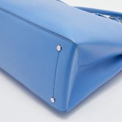 Pre Owned Kate Spade Blue/White Leather Eva Tote