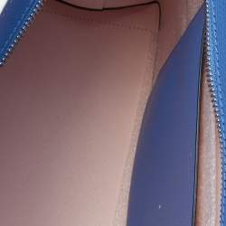 Pre Owned Kate Spade Blue/White Leather Eva Tote